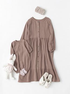 ツーウェイオール（2WAYオール）|【親子コーデ可】ぷくぷくダブルガーゼ ツーウェイオール（2wayオール） ロンパース|モカブラウン