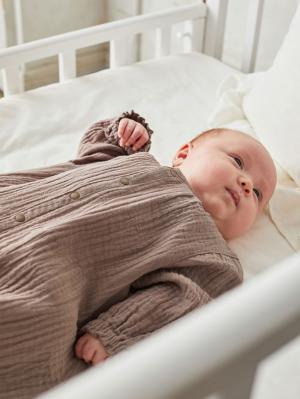 ツーウェイオール（2WAYオール）|【親子コーデ可】ぷくぷくダブルガーゼ ツーウェイオール（2wayオール） ロンパース|モカブラウン