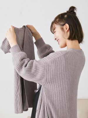 セレモニードレス|春 秋 冬 ロング ニット ドレス|スモーキーグレー