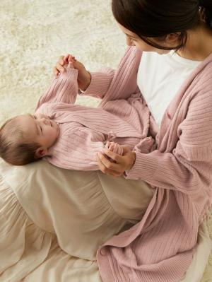 セレモニードレス|春 秋 冬 ロング ニット ドレス|スモーキーピンク