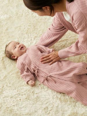 セレモニードレス|春 秋 冬 ロング ニット ドレス|スモーキーピンク