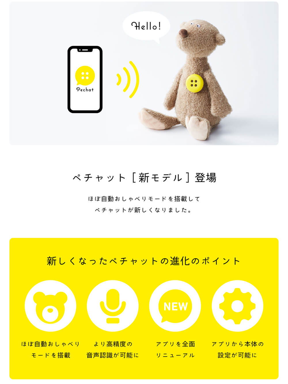 Pechat(ペチャット) ブルー ぬいぐるみをおしゃべりにするボタン型