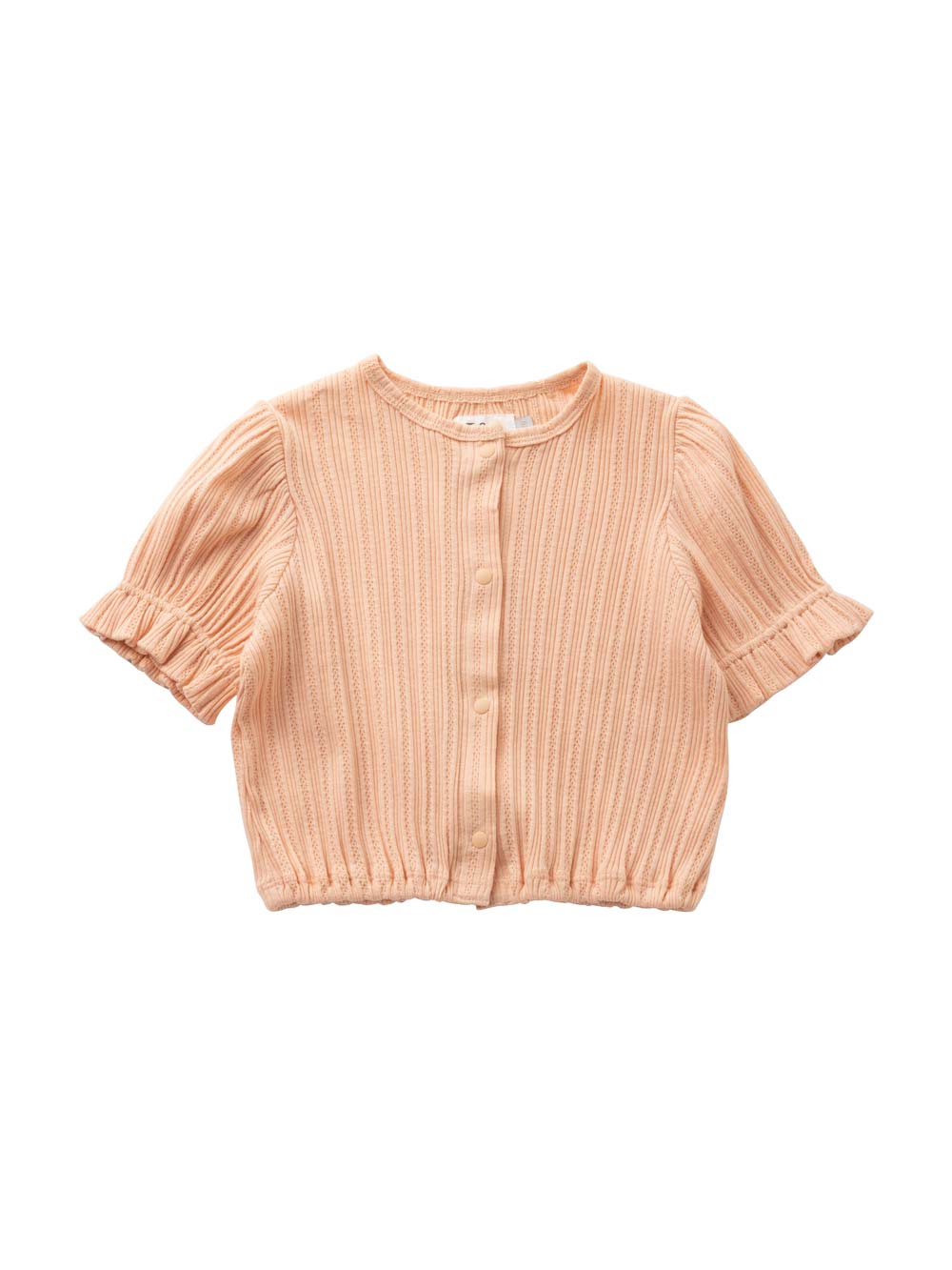 ベビー アウター|La Stella(ラ ステラ)透かし編み6分袖カーディガン|ピンク