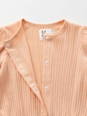 ベビー アウター|La Stella(ラ ステラ)透かし編み6分袖カーディガン