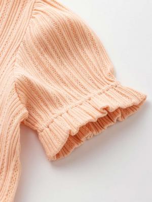 ベビー アウター|La Stella(ラ ステラ)透かし編み6分袖カーディガン