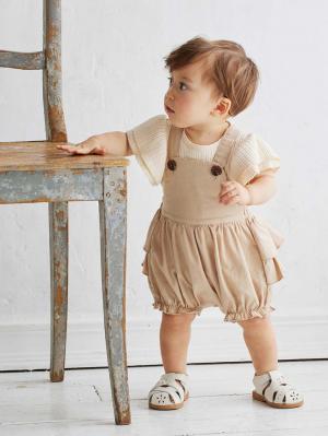 ベビー パンツ|La Stella（ラ ステラ）フリルショートサロペット|ベージュ
