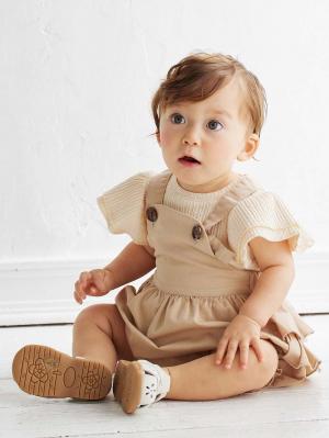 ベビー パンツ|La Stella（ラ ステラ）フリルショートサロペット|ベージュ