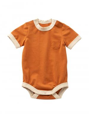 ロンパース・カバーオール|Ampersand（アンパサンド）配色デザインボディスーツ|キャメル