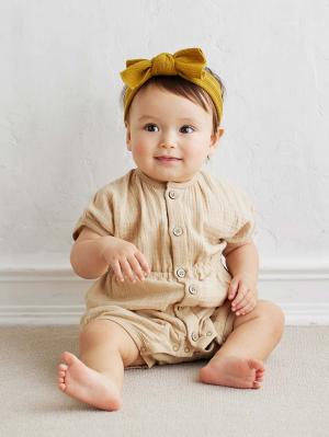 ロンパース・カバーオール|Ampersand（アンパサンド）スタイSETダブルガーゼ前あきロンパース|ベージュ