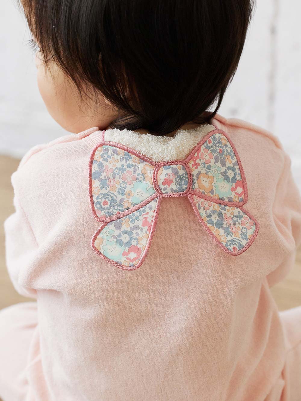 ベビー 小物|【日本製】リバティー小花柄リボンモチーフ汗取りタオル|ピンク