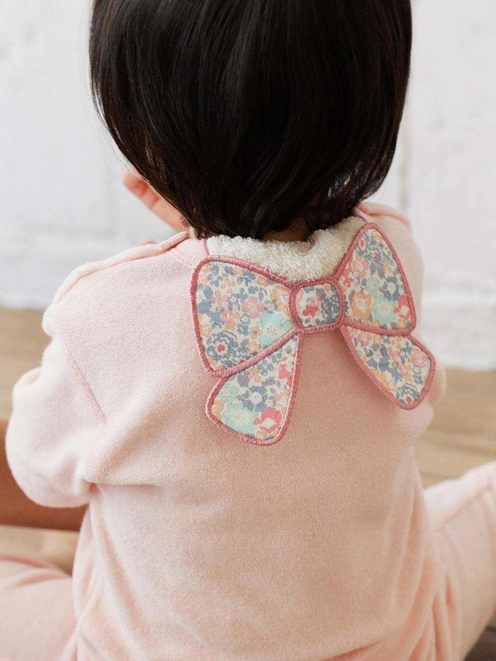 ベビー 小物|【日本製】リバティー小花柄リボンモチーフ汗取りタオル|ピンク