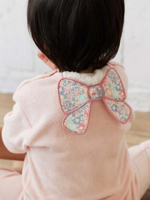 ベビー 小物|【日本製】リバティー小花柄リボンモチーフ汗取りタオル|ピンク