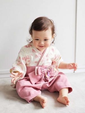 ベビー袴|【Angeliebeオリジナル】袴ロンパース　男の子　女の子|ピンク