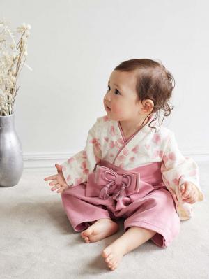 ベビー袴|【Angeliebeオリジナル】袴ロンパース　男の子　女の子|ピンク