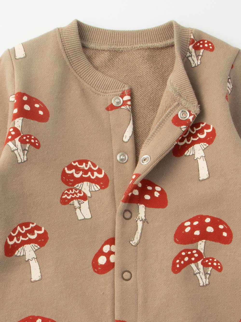 ロンパース・カバーオール|MAKE YOUR DAY（メイクユアデイ）キノコ柄前開きカバーオール