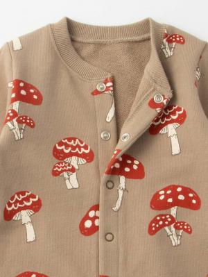 ロンパース・カバーオール|MAKE YOUR DAY（メイクユアデイ）キノコ柄前開きカバーオール