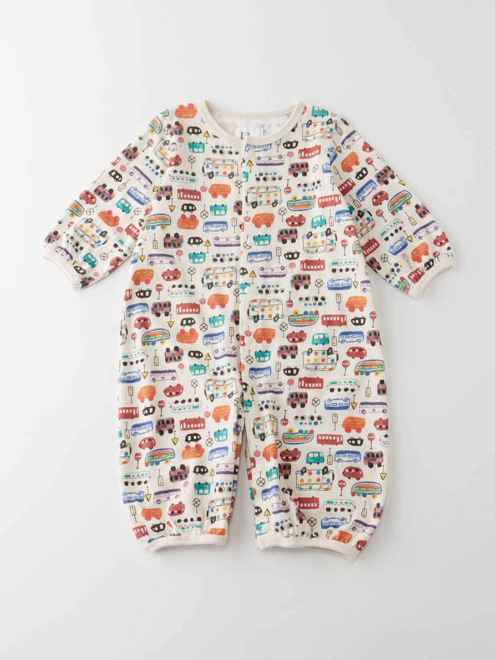 ツーウェイオール（2WAYオール）|【La Stella】ガーゼ天竺総柄2wayオール|アイボリー