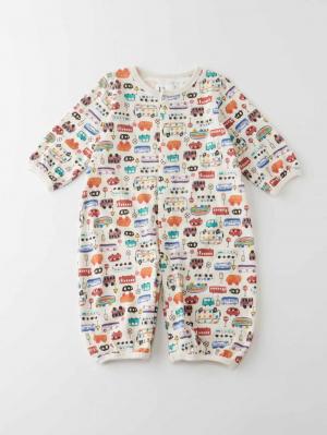 ツーウェイオール（2WAYオール）|【La Stella】ガーゼ天竺総柄2wayオール|アイボリー