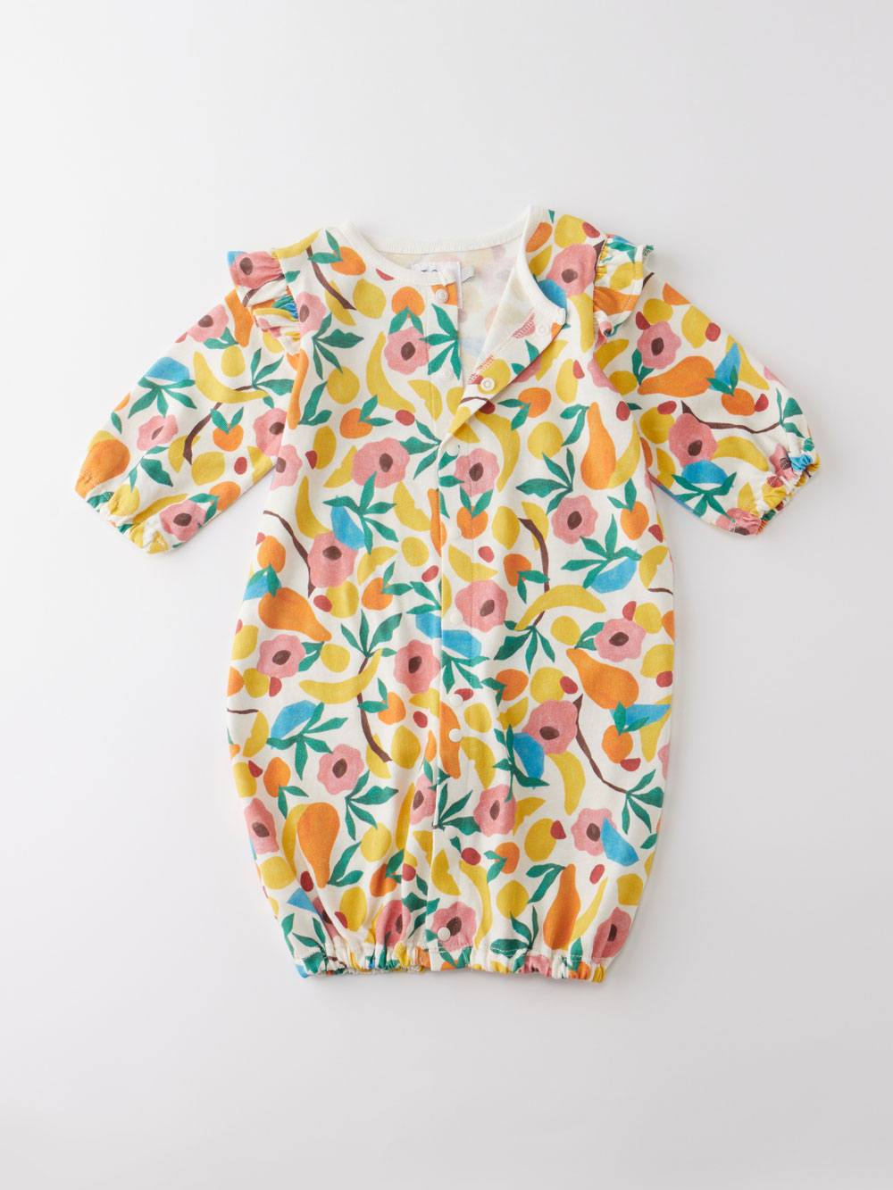 ツーウェイオール（2WAYオール）|【La Stella】ガーゼ天竺総柄フリル2wayオール