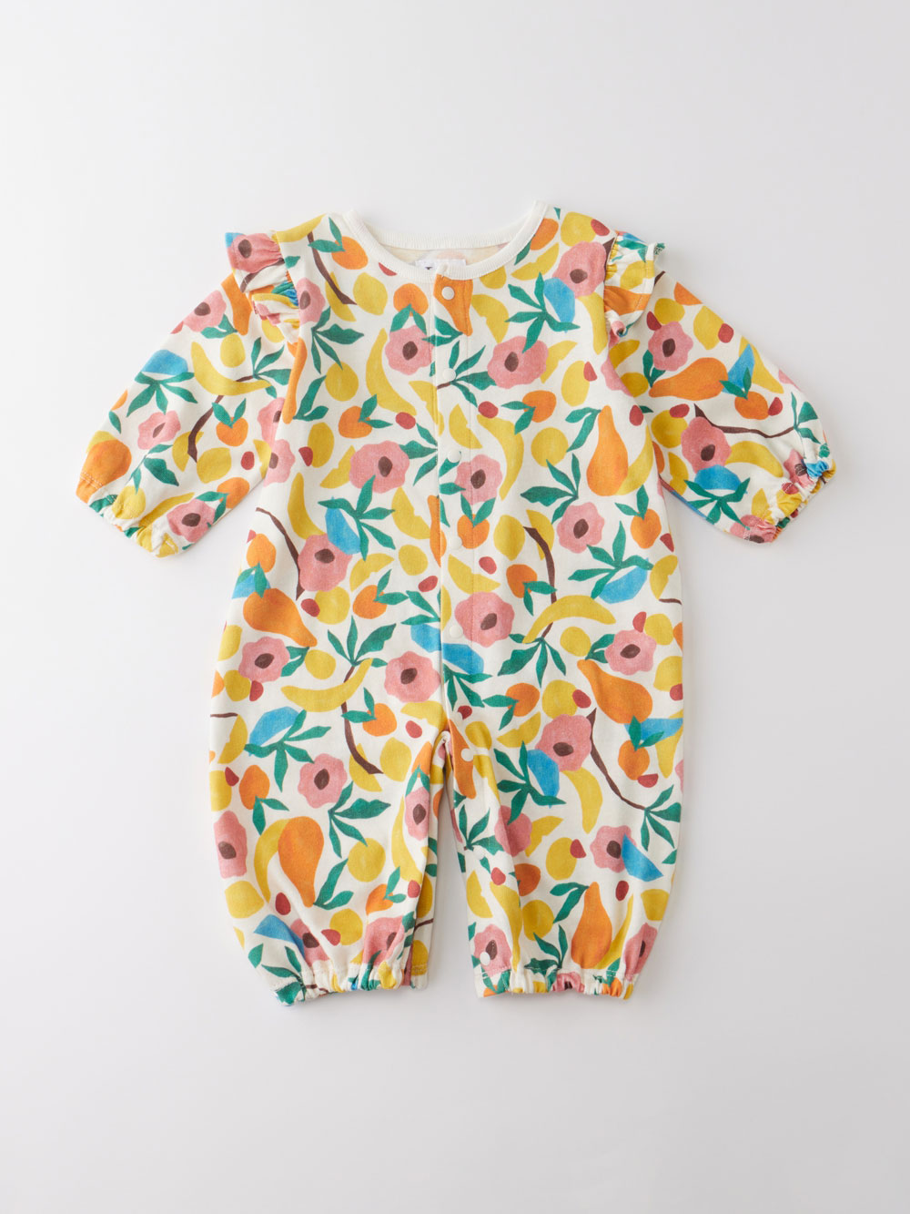 ツーウェイオール（2WAYオール）|【La Stella】ガーゼ天竺総柄フリル2wayオール