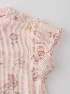 ロンパース・カバーオール|【Ampersand】総柄袖フリルボディオール