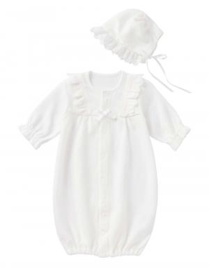 セレモニードレス|春 秋 冬【日本製】ダイヤキルトドレスオール&帽子セット|ホワイト