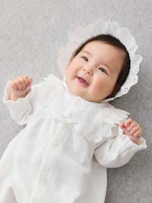 セレモニードレス|春 秋 冬【日本製】ダイヤキルトドレスオール&帽子セット|ホワイト