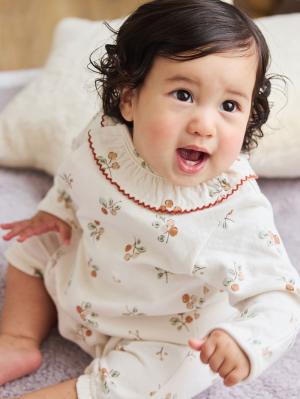 ロンパース・カバーオール|【mocmof】果実柄かんたんロンパース|アイボリー