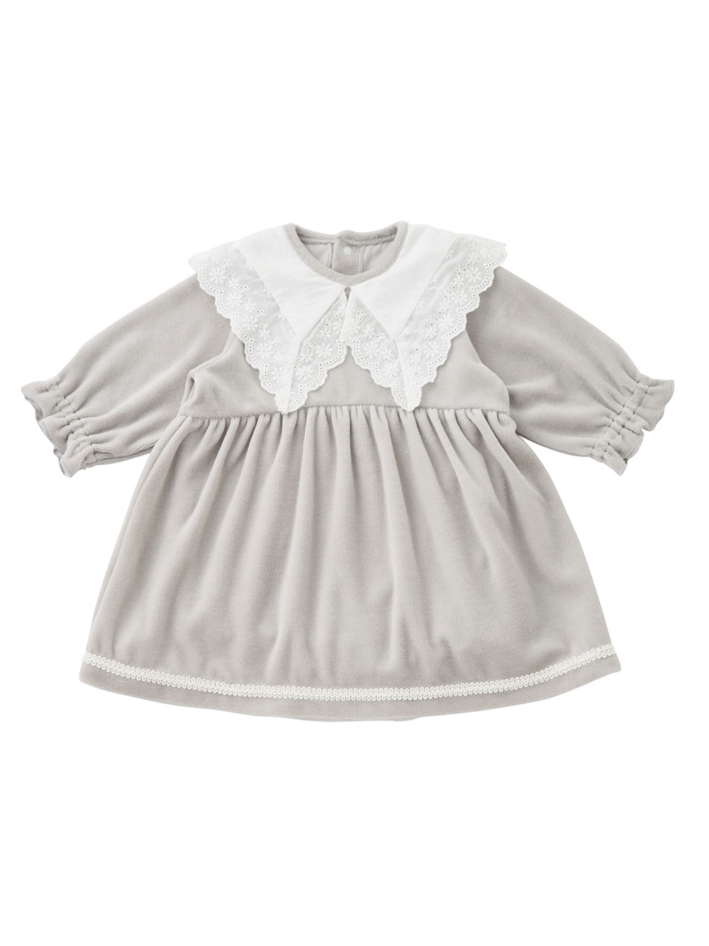 ロンパース・カバーオール|【mocmof】おめかしレース襟ロンパース|グレー