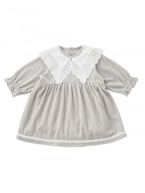 ロンパース・カバーオール|【mocmof】おめかしレース襟ロンパース|グレー