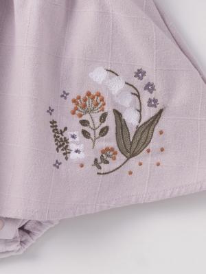 ロンパース・カバーオール|【Seraph】スタイ付きすずらん刺繍ロンパース