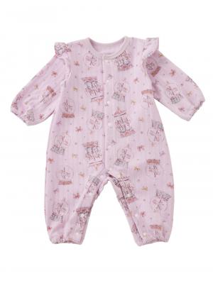 ロンパース・カバーオール|【Ampersand】スノードーム柄ニットキルトロンパース|ラベンダー