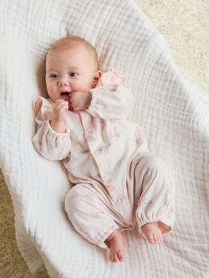 ツーウェイオール（2WAYオール）|【親子コーデ可】リボン柄プリント2WAYオール|ピンク