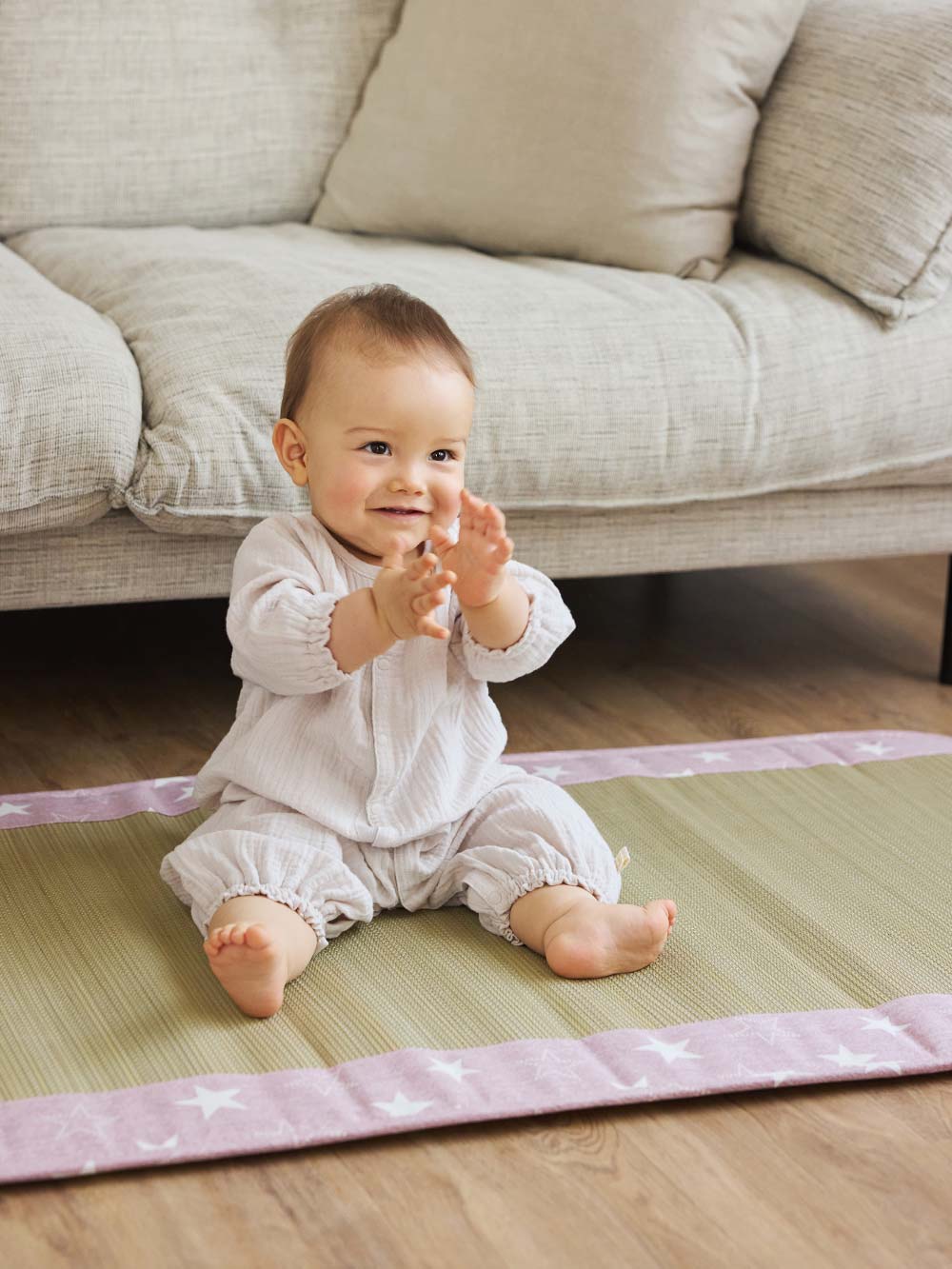 プレイマット・ベビー マット|ベビー用い草マット（デニムスター）|ピンク