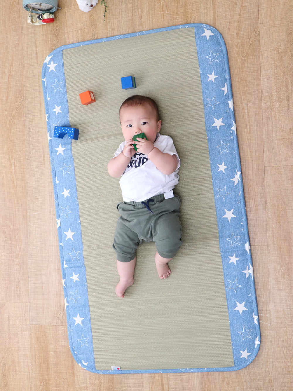 プレイマット・ベビー マット|ベビー用い草マット（デニムスター）|ブルー