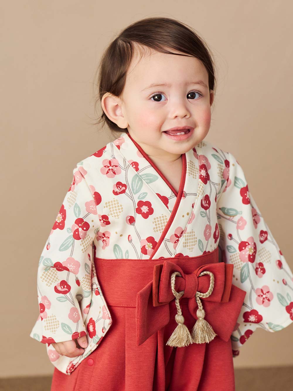 シーズンアイテム|【mocmof】袴ロンパース　男の子　女の子|レッド