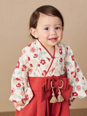 シーズンアイテム|【mocmof】袴ロンパース　男の子　女の子|レッド