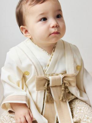 シーズンアイテム|【mocmof】袴ロンパースプレミアム　男の子|ベージュ