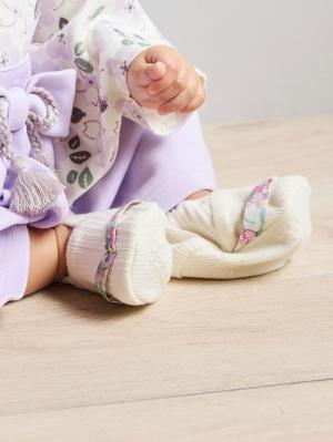 ベビーシューズ・ファーストシューズ・ベビー靴下|【mocmof】鼻緒付きベビーブーティ|花柄