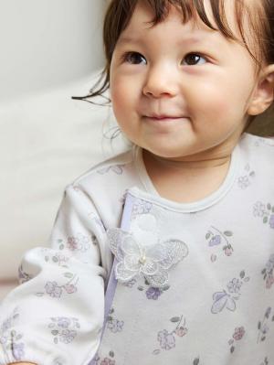 ロンパース・カバーオール|【mocmof】花柄かんたんロンパース|パープル