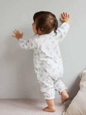 ロンパース・カバーオール|【mocmof】花柄かんたんロンパース|パープル