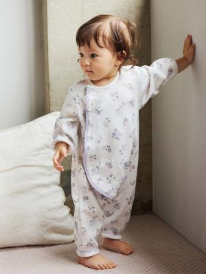 ロンパース・カバーオール|【mocmof】花柄かんたんロンパース|パープル