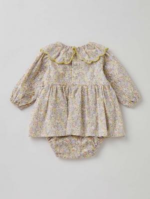 ロンパース・カバーオール|【cotocotto】スカラップ襟花柄ロンパース