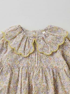 ロンパース・カバーオール|【cotocotto】スカラップ襟花柄ロンパース