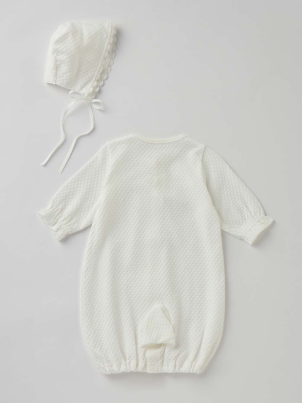 セレモニードレス|【日本製】春 夏 秋 レーシーニットドレス＆帽子セット|ホワイト（クルー）