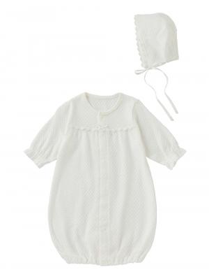 セレモニードレス|【日本製】春 夏 秋 レーシーニットドレス＆帽子セット|ホワイト（クルー）