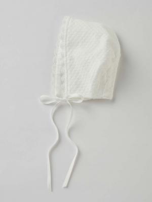 セレモニードレス|【日本製】春 夏 秋 レーシーニットドレス＆帽子セット|ホワイト（襟つき）