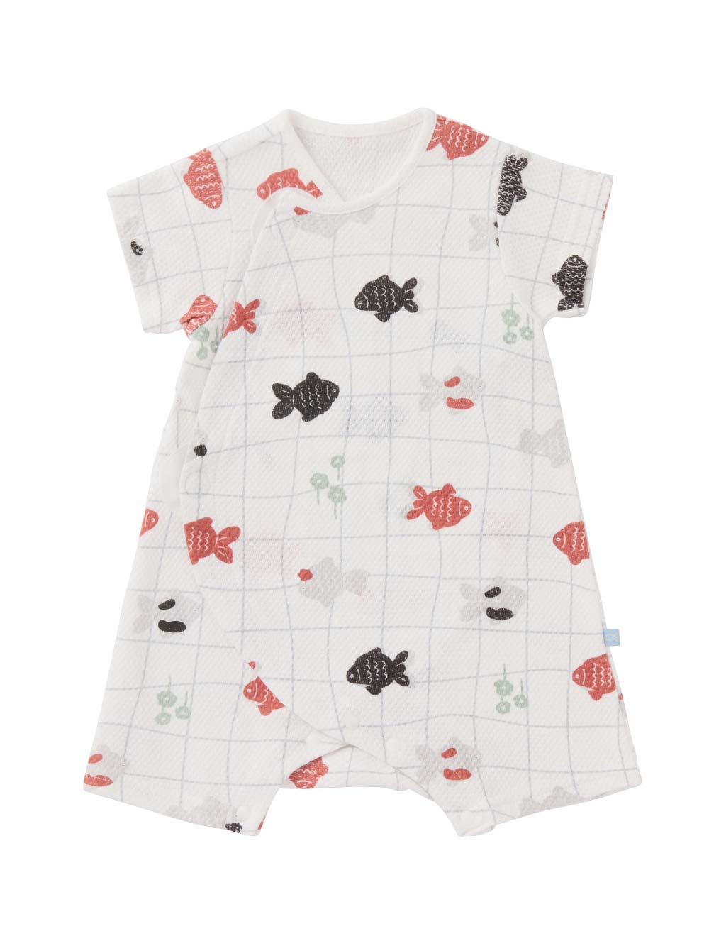ロンパース・カバーオール|【mocmof】金魚柄サマーロンパース|オフホワイト