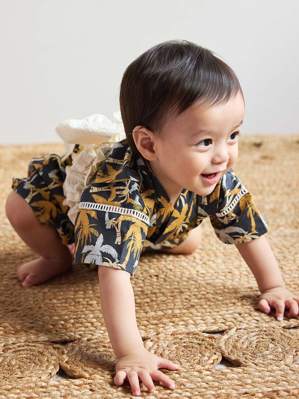 シーズンアイテム|【mocmof】帯付き甚平ロンパース|キャメル