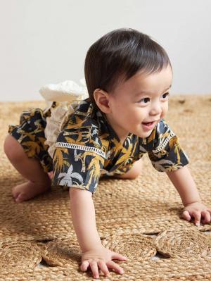 シーズンアイテム|【mocmof】帯付き甚平ロンパース|キャメル